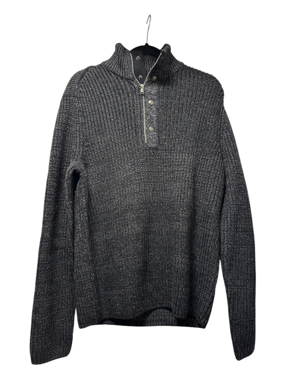 Banana Republic Charcoal Merino Zip-Neck Knit Pullover
